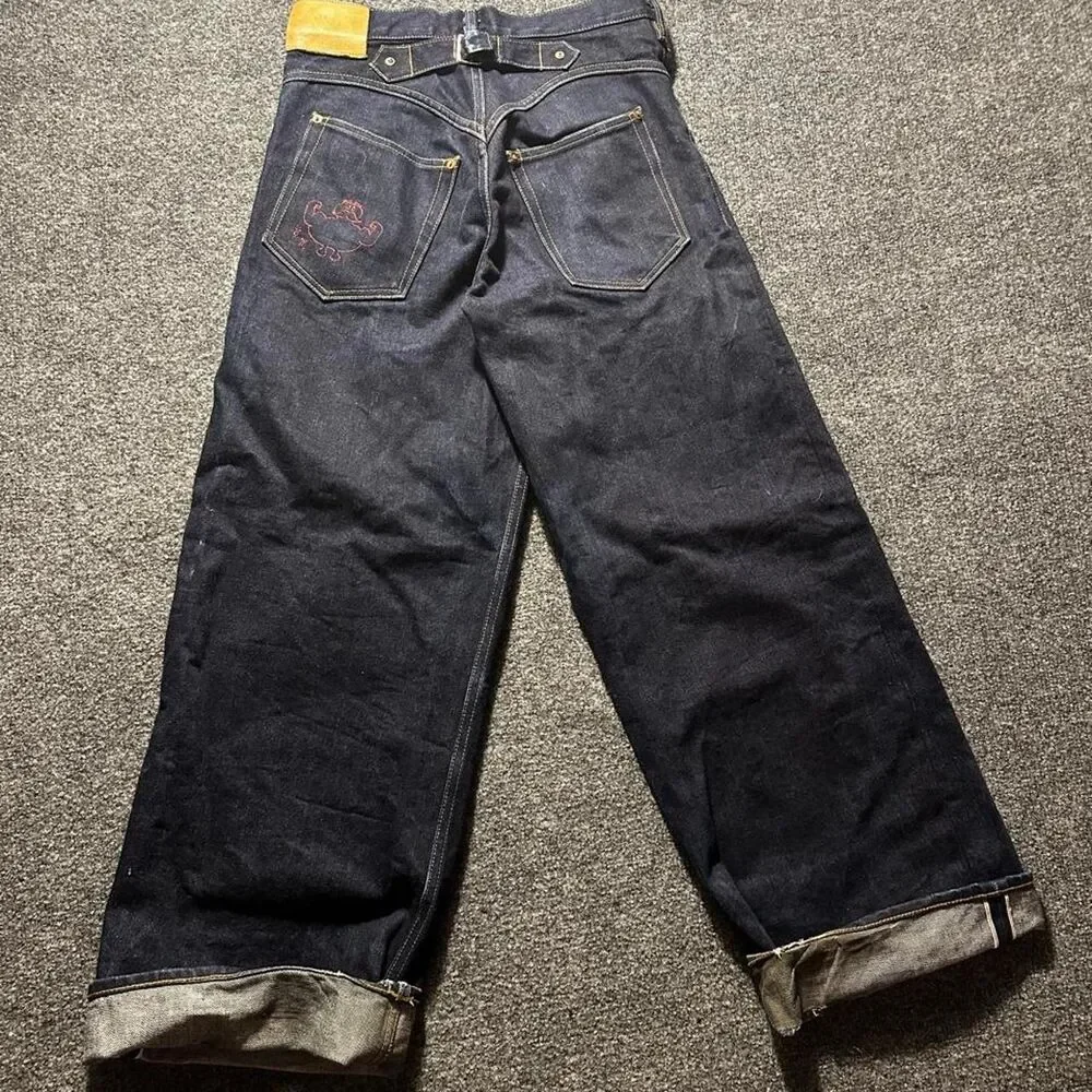 Yuremane Men's Navy and Blue Jeans